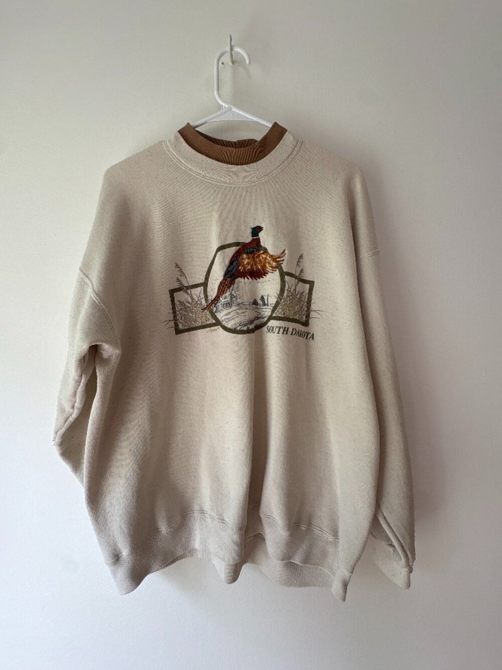 Vintage 90s Lee Heavyweight South Dakota Pheasant Double Collar Sweatshirt - Men